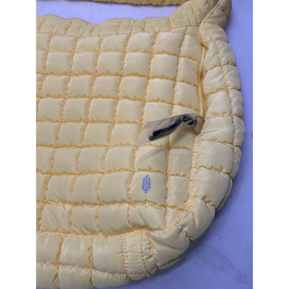 Free People Movement Quilted Carryall Tote Sour Citrus Shoulder Yellow Bag NWT - Picture 7 of 7
